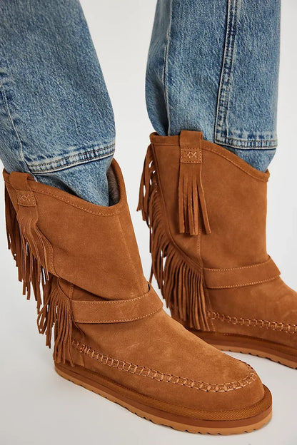 Faye Fringe Boot - Toffee