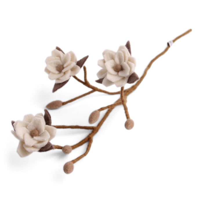 felt white magnolia flower branch