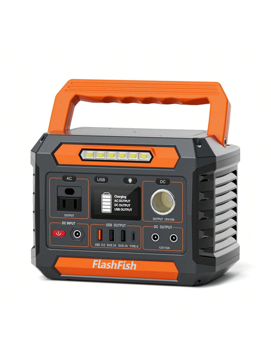 FF Flashfish 300W Portable Power Station, 230.88Wh/62400mAh Solar Generator, Regulated DC Output Backup Battery With AC Outlet, LED Light Power Station For CPAP Camping
