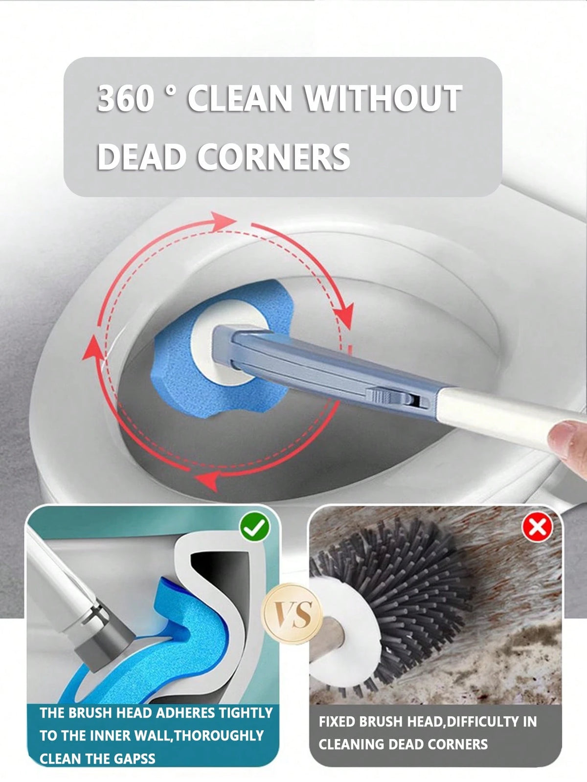 FoBianJie Blue Ocean Easy-Attach Disposable Toilet Cleaning Refills-Effortless Bowl, Sponge Heads, EssentialBathroom Brush Replacements For Home & School