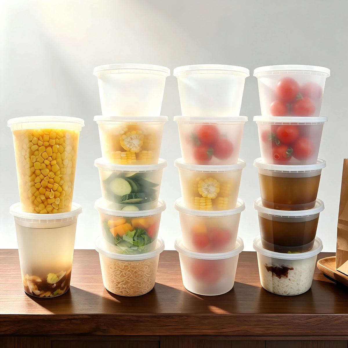 FookmeKag [48pcs] Food Storage Containers-16oz,24oz,32oz,Clear Plastic Containers (With Lids), For Storing Salads, Soups, Etc.|Stackable| Leak-Proof,Microwave/Dishwasher Perfect For Halloween/Christm