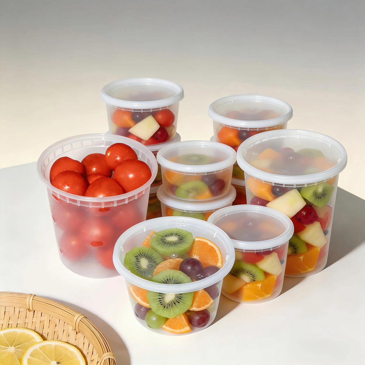 FookmeKag [48pcs] Food Storage Containers-16oz,24oz,32oz,Clear Plastic Containers (With Lids), For Storing Salads, Soups, Etc.|Stackable| Leak-Proof,Microwave/Dishwasher Perfect For Halloween/Christm