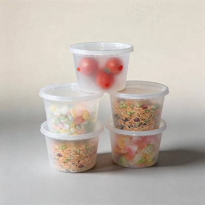 FookmeKag [48pcs] Food Storage Containers-16oz,24oz,32oz,Clear Plastic Containers (With Lids), For Storing Salads, Soups, Etc.|Stackable| Leak-Proof,Microwave/Dishwasher Perfect For Halloween/Christm