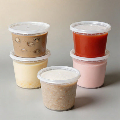 FookmeKag [48pcs] Food Storage Containers-16oz,24oz,32oz,Clear Plastic Containers (With Lids), For Storing Salads, Soups, Etc.|Stackable| Leak-Proof,Microwave/Dishwasher Perfect For Halloween/Christm