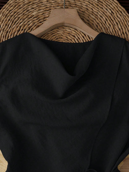 Franclia Black Summer Chic Sleeveless Unique Design Tank Top For Women,Work Casual Elegant Korean Style Blouse Modern Latest Tops For Woman Clothes
