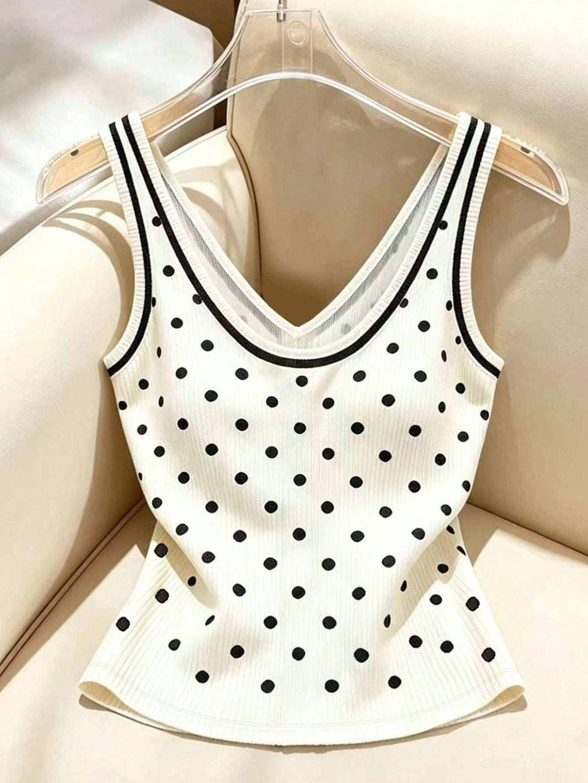 Franclia Plus Size Polka Dot Print Button Decor Vest