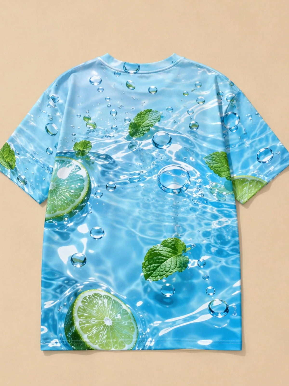 Frutiger Aero Lime All Over Print T-Shirt| Fresh Bubble Water Graphic Tee| Y2K Refreshing Oversized Top