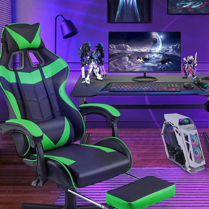 Gaming Chair With Footrest, Ergonomic Computer Chair Lumbar Support, Adjustable High Back Recliner For Adults, Racing Style Video Gaming Chairs, For Home Office Streaming Red