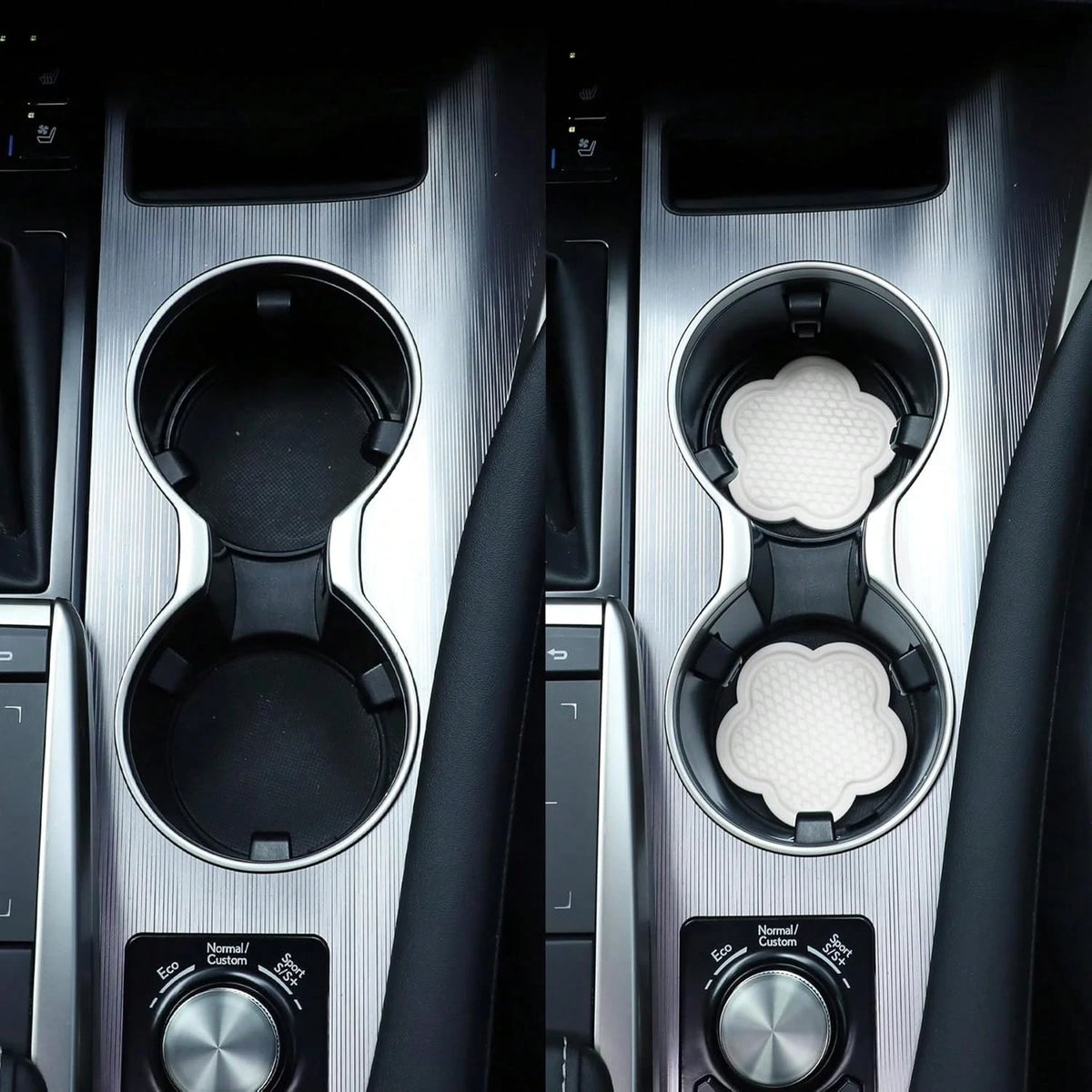 GaRhomxy Car Cup Holder Coaster, Universal Non-Slip Recessed Flower Shaped Cup Holders, Cute Car Accessories Interior For Women And Man Interior Sets 4 Pack (White)
