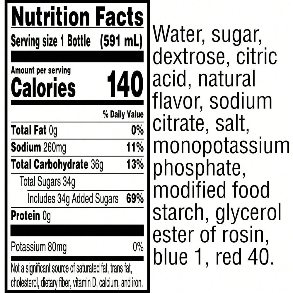 Gatorade Thirst Quencher, Cool Blue, 20 Fl Oz (Pack Of 8)