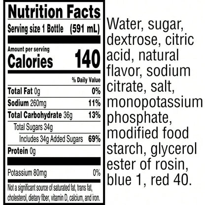 Gatorade Thirst Quencher, Cool Blue, 20 Fl Oz (Pack Of 8)
