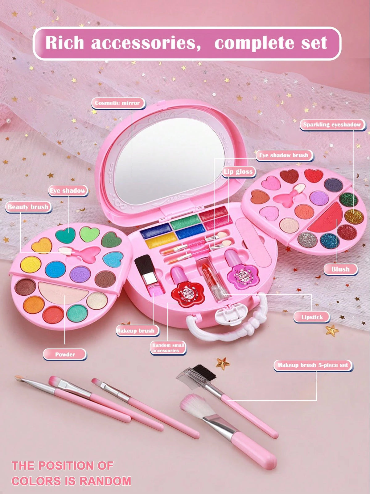 Girls' Makeup Playset With Pink Notebook & Plastic Cosmetic Box, Random Color Assortment, Toy Gift Makeup For Kids>Kids Makeup Toys,Teen Girl Makeup,Toy Make Up,Toys For Girls>Plastic,Girls Makeup Kit