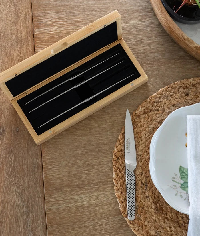Global 4-Piece Steak Set w/ Bamboo Box