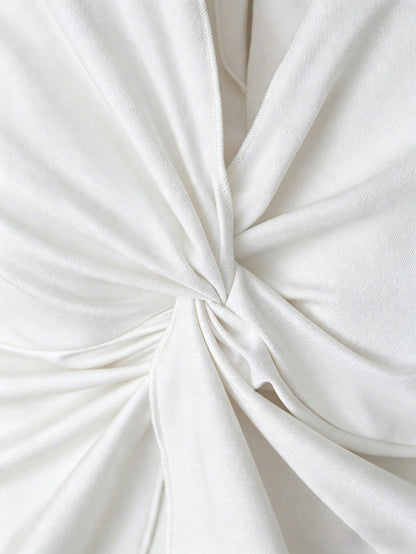 GlowEve Women's White,Summer,Elegant,Party Night Halter Twist Asymmetrical Hem Slit Knit Camisole,Elastic Fashion Top For Date,Dinner,Wedding,Holiday Wear