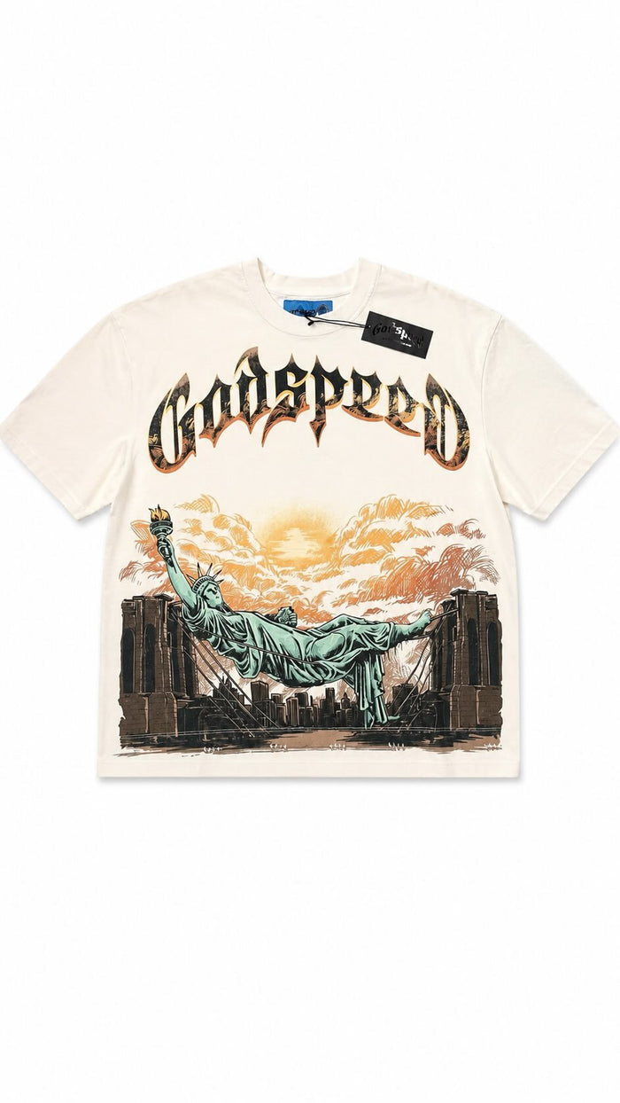 GODSPEED burnt bridges white shirt