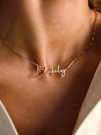 Gold Old English Name Necklace, Customized Nameplate Pendant, Personalized Handmade Jewelry, Bridesmaid Gift, Mother's Gift, Customized Name Necklace, Birthday Gift