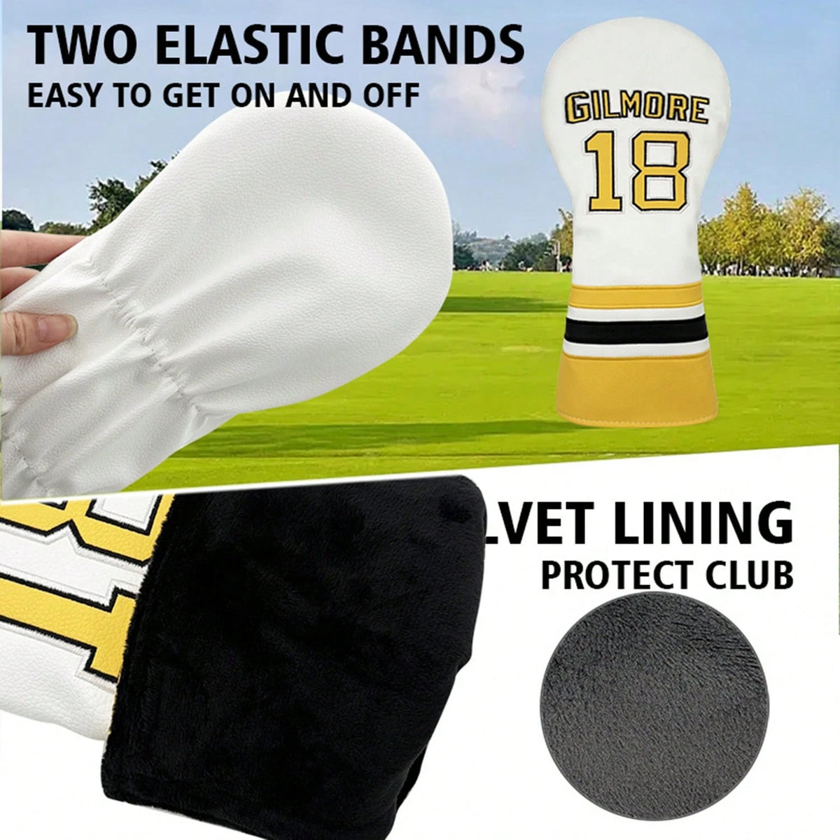 Golf Club Head Cover With #18 Jersey Design, Golf Accessories; Dust-Proof And Durable Material Provides Comprehensive Protection For Golf Clubs, Extending Their Lifespan.