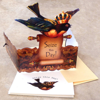 Greeting Card with Tiara, Seize This Day, Sparrow