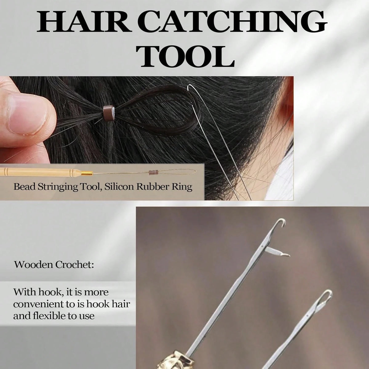 Hair Extensions Tools Kit 100/300/500/1000 Pcs Black Dark Brown Light Brown Gold Micro Ring Beads 1 Micro Beads Plier 1 Hook Needle Pulling