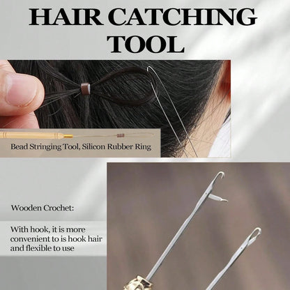Hair Extensions Tools Kit 100/300/500/1000 Pcs Black Dark Brown Light Brown Gold Micro Ring Beads 1 Micro Beads Plier 1 Hook Needle Pulling