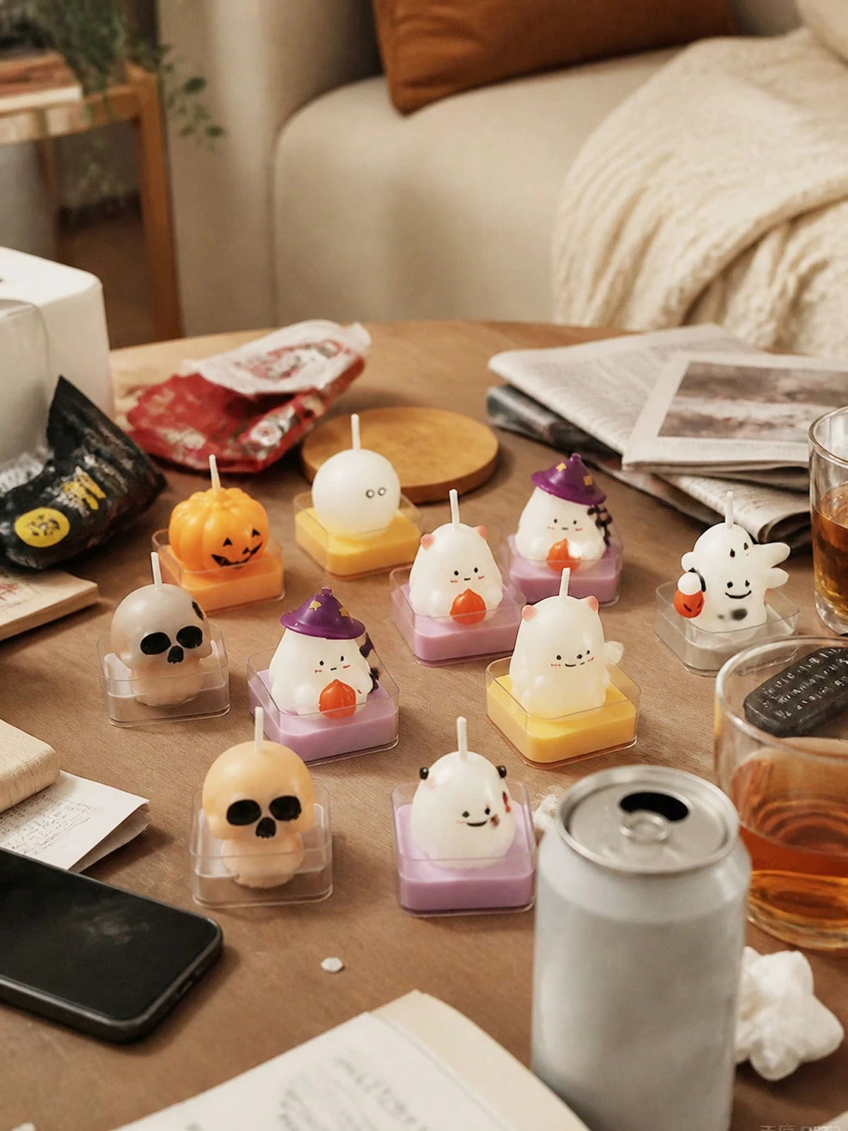 Halloween Scented Candle, An Atmosphere-Enhancing Gift, A Fragrance Present, A Pumpkin Ghost-Shaped Candle