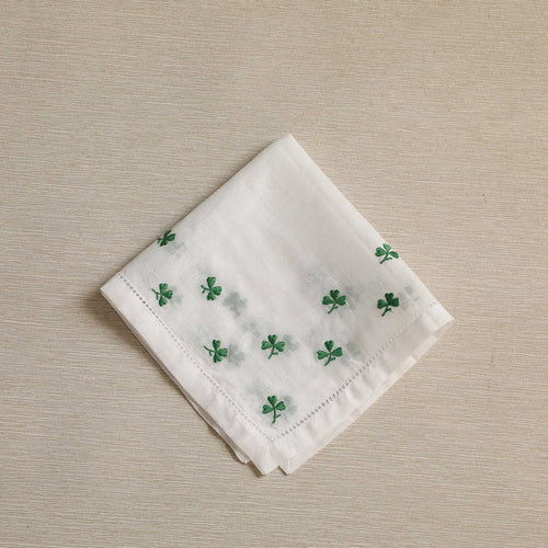 Hand Embroidered Shamrocks  Handkerchief