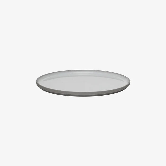 Hasami Porcelain Grey Collection Plate in ash white with smooth matte outer and glossy interior surface.