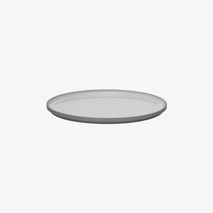Hasami Porcelain Grey Collection Plate in ash white with smooth matte outer and glossy interior surface.
