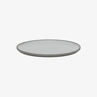 Hasami Porcelain Grey Collection Plate in Ash White, featuring a matte grey exterior and glossy white interior glaze.