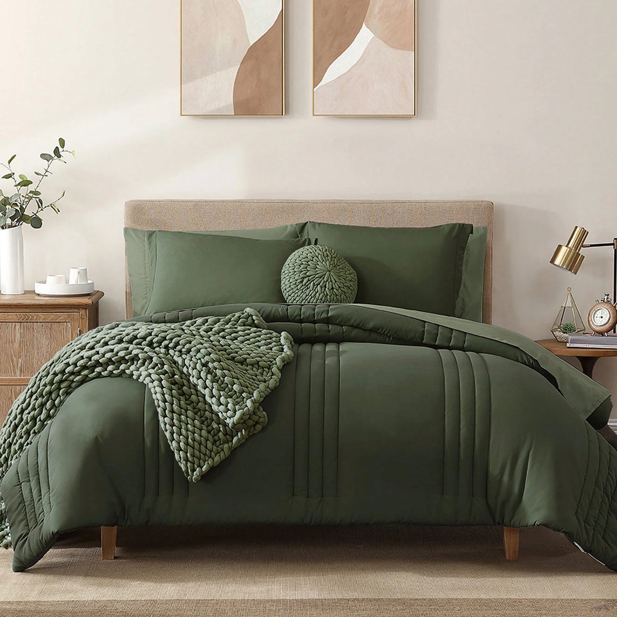 Haven Home Solid Comforter Set- 7 Pieces Bed In A Bag Bedding Sets With Comforters, All Seasons Down Alternative Comforter With Sheets, Pillowcases & Shams