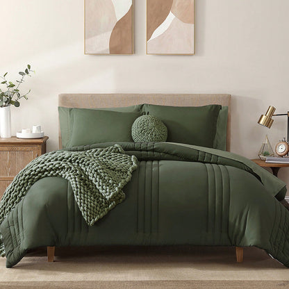 Haven Home Solid Comforter Set- 7 Pieces Bed In A Bag Bedding Sets With Comforters, All Seasons Down Alternative Comforter With Sheets, Pillowcases & Shams
