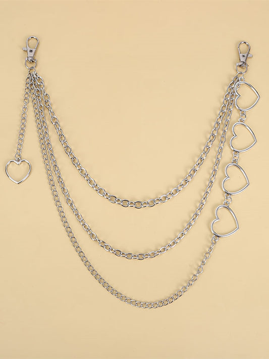 Heart & Chain Decor Layered Trouser Chain Halloween Valentine's Day Valentines Summer, School Fall, Autumn, Halloween