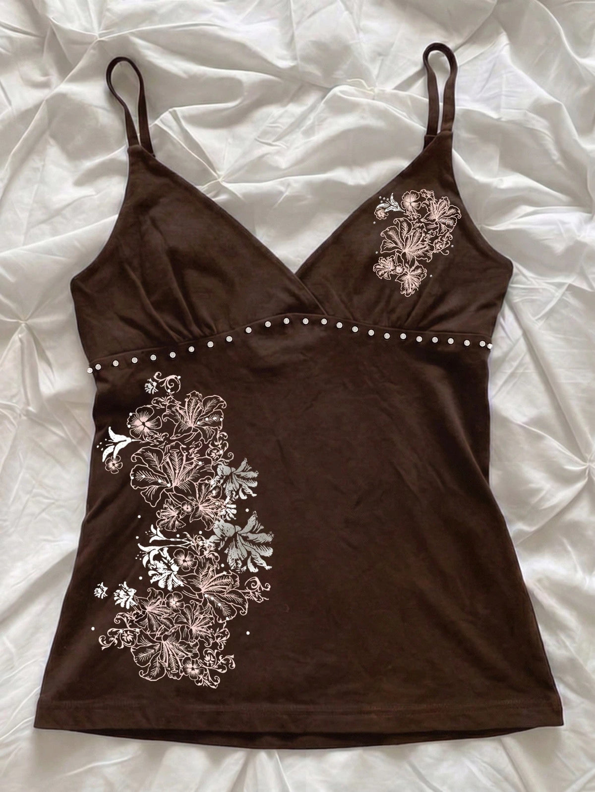 Hibiscus Flower Printed Casual Sleeveless Cami Top, Summer Tops, Beach Outfits For Women