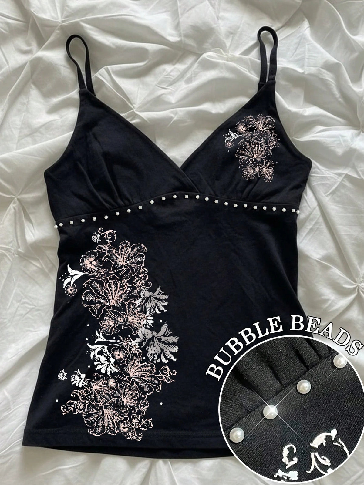 Hibiscus Flower Printed Casual Sleeveless Cami Top, Summer Tops, Beach Outfits For Women