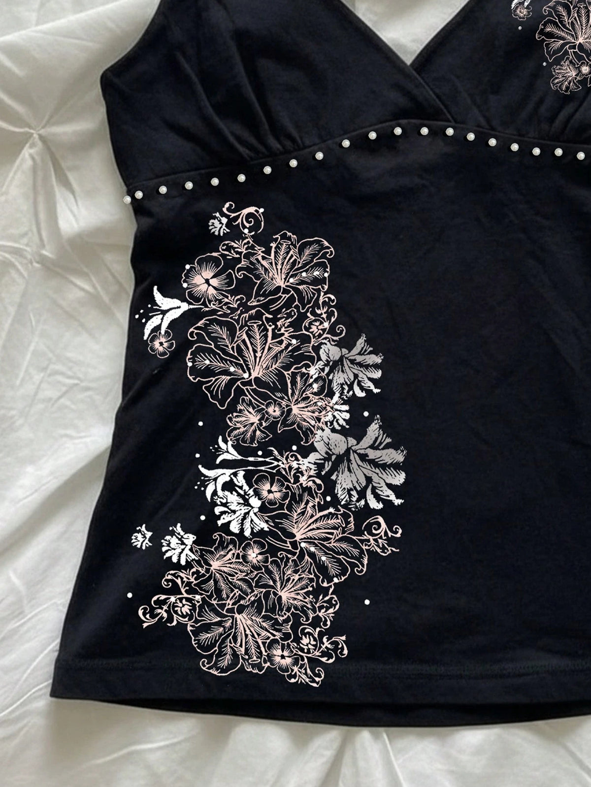 Hibiscus Flower Printed Casual Sleeveless Cami Top, Summer Tops, Beach Outfits For Women