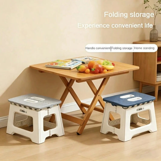 Home Folding Stool- (1 Set) Non Slip Surface Footstool, Compact And Easy To Store, Weighing Up To 310 Pounds, Lightweight Plastic Folding Stool, Suitable For Kitchen, Bedroom, Bathroom And Living Roo