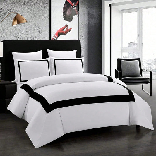 Hotel Duvet Cover Set Microfiber Line Pattern Bedding Collection Ultra Soft Breathable Duvet Cover With Pillowcase