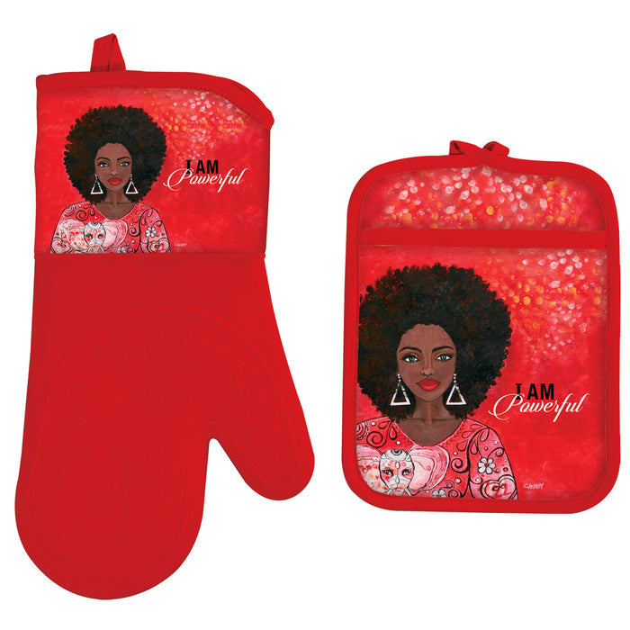 I Am Powerful Oven Mitt/Pot Holder Set