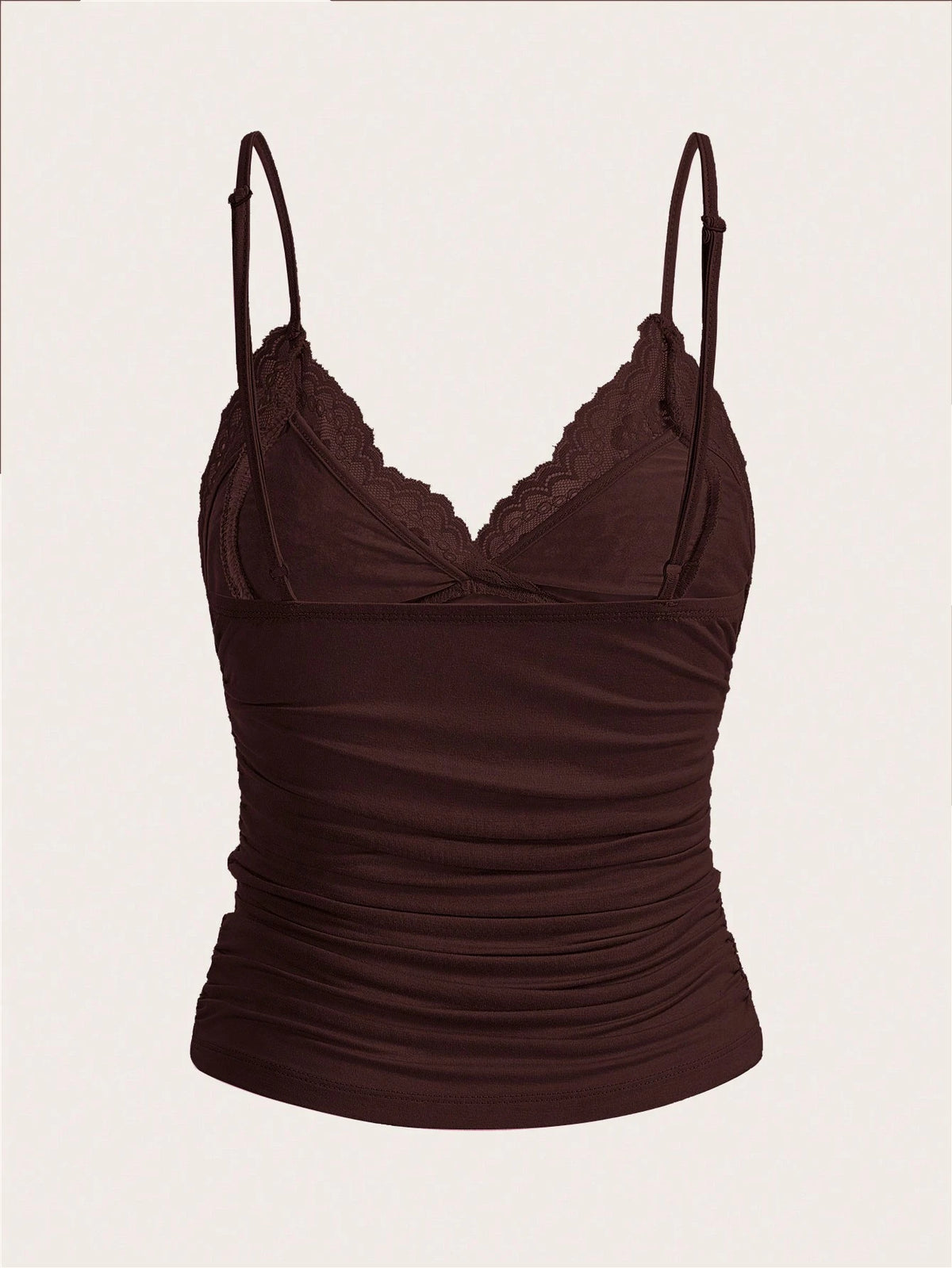 ICON Contrast Lace Bow Front Ruched Y2k Cami Top