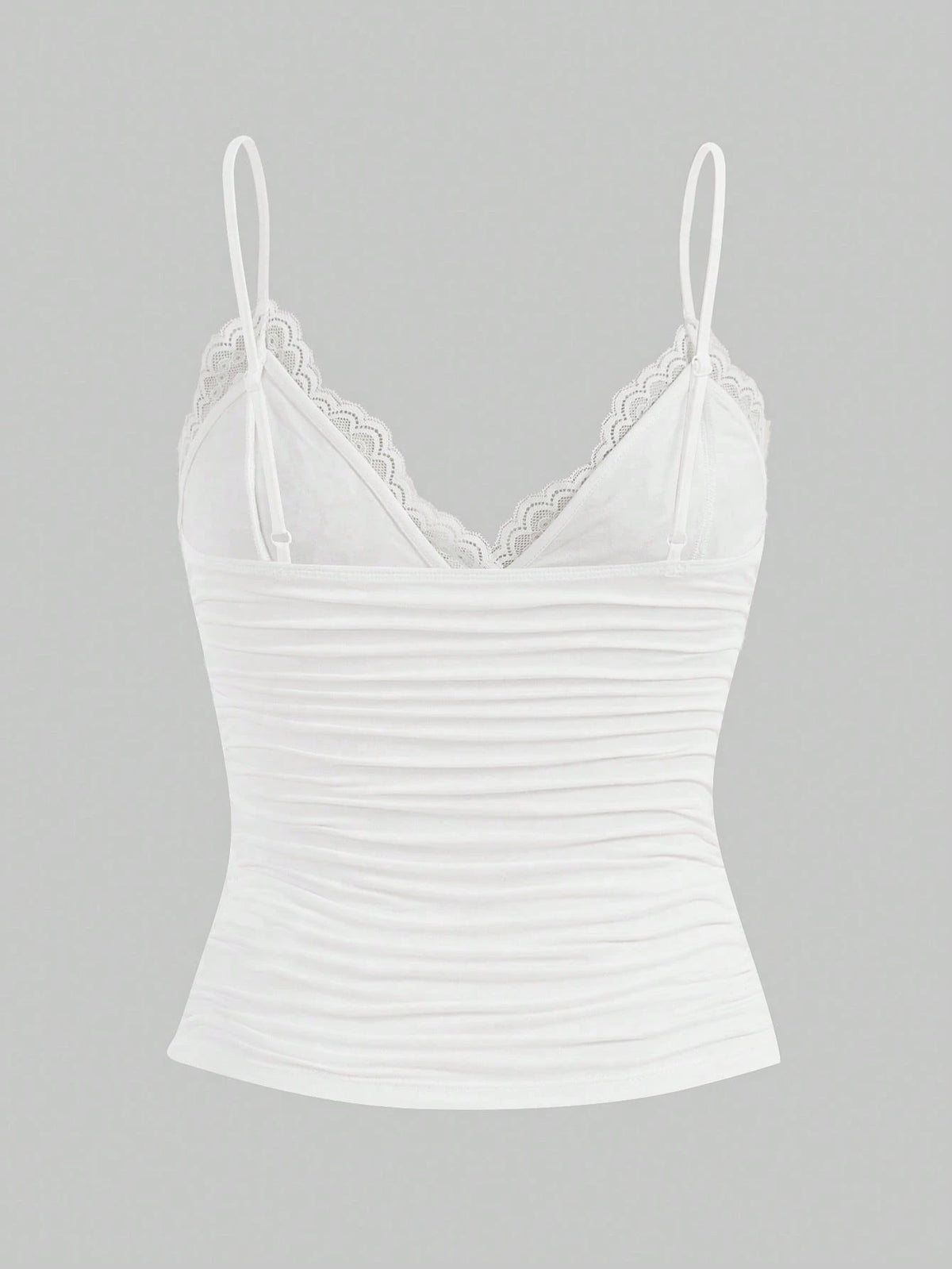 ICON Contrast Lace Bow Front Ruched Y2k Cami Top