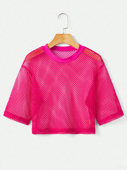 ICON Solid Fishnet Mesh Summer Top