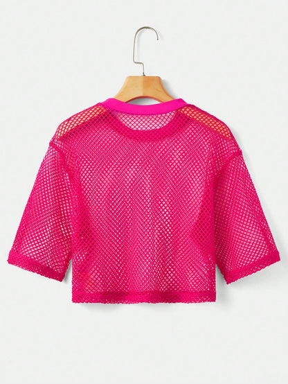 ICON Solid Fishnet Mesh Summer Top