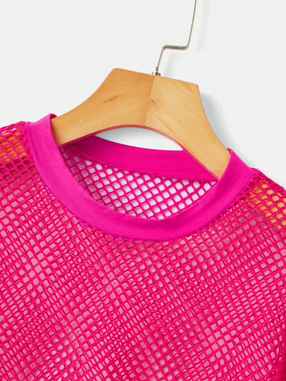 ICON Solid Fishnet Mesh Summer Top