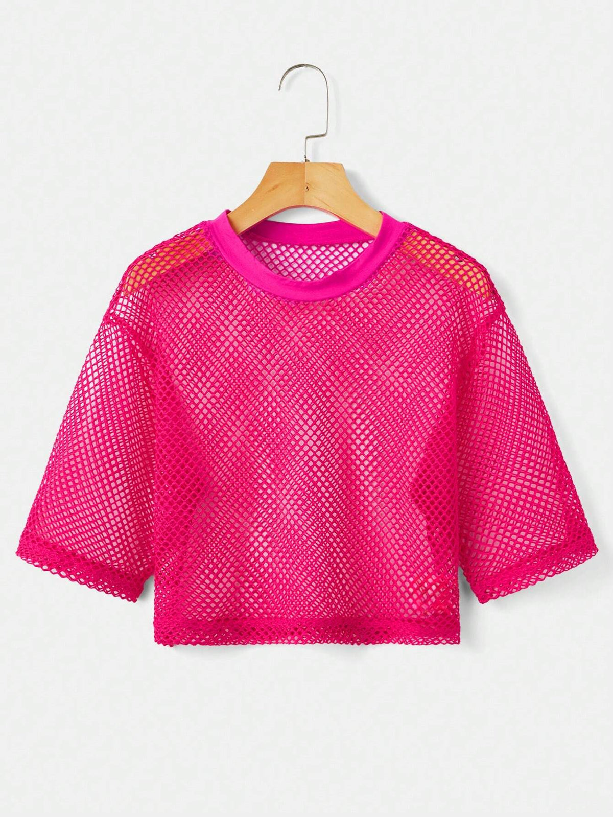 ICON Solid Fishnet Mesh Summer Top