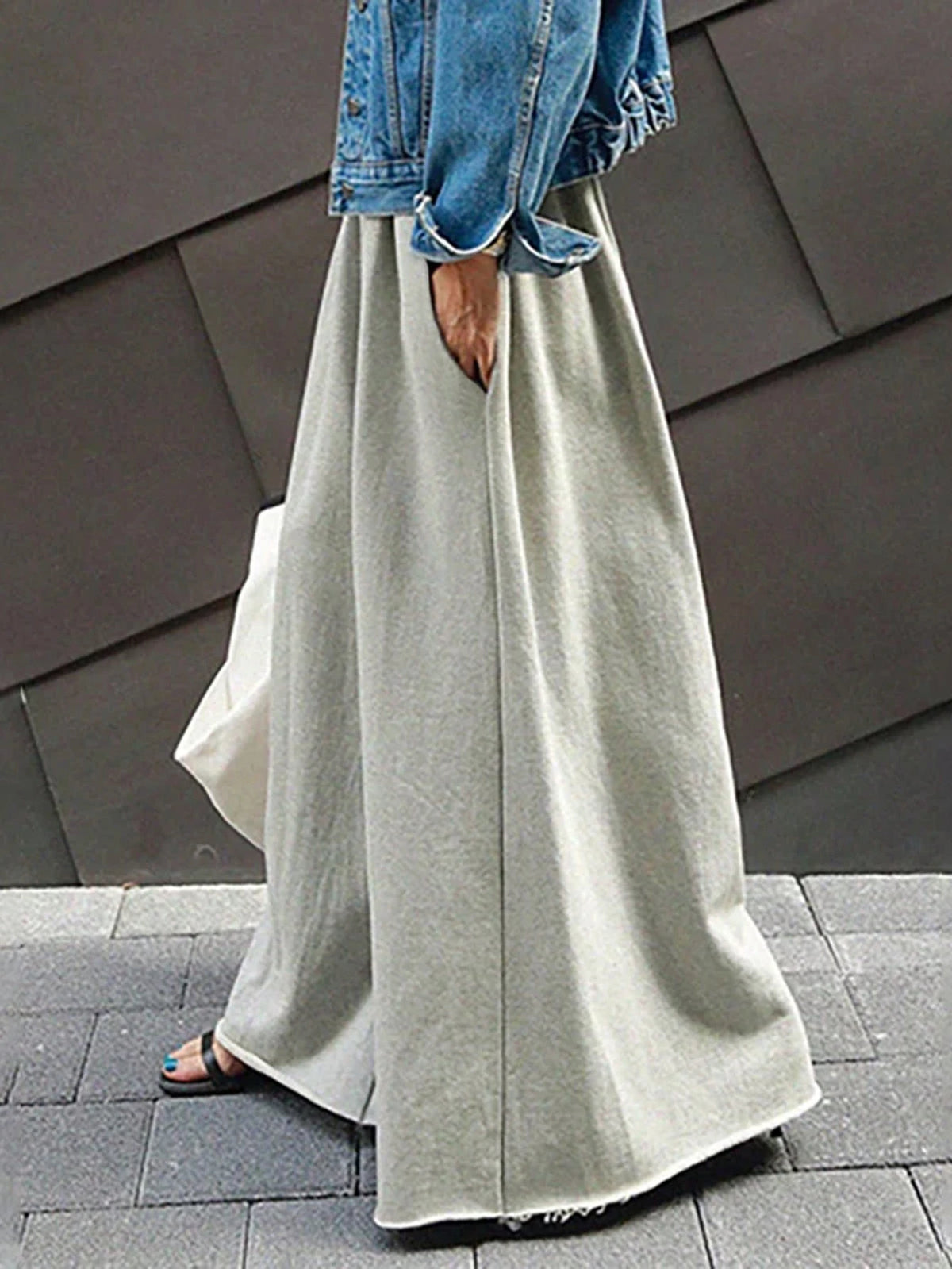 INAWLY Casual Solid Drawstring Waist Wide Leg Pants Fall Cloth For Women
