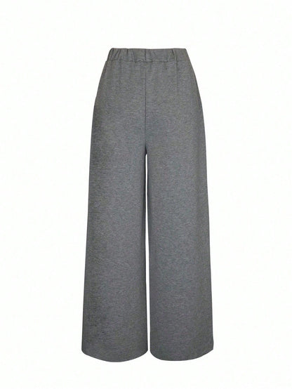 INAWLY Casual Solid Drawstring Waist Wide Leg Pants Fall Cloth For Women