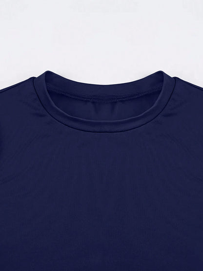 INAWLY Solva Women's Plain Crew Neck Short Sleeve Casual Blouse