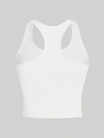 INAWLY Solva Women's Summer Casual Versatile Solid Color White Tank Top