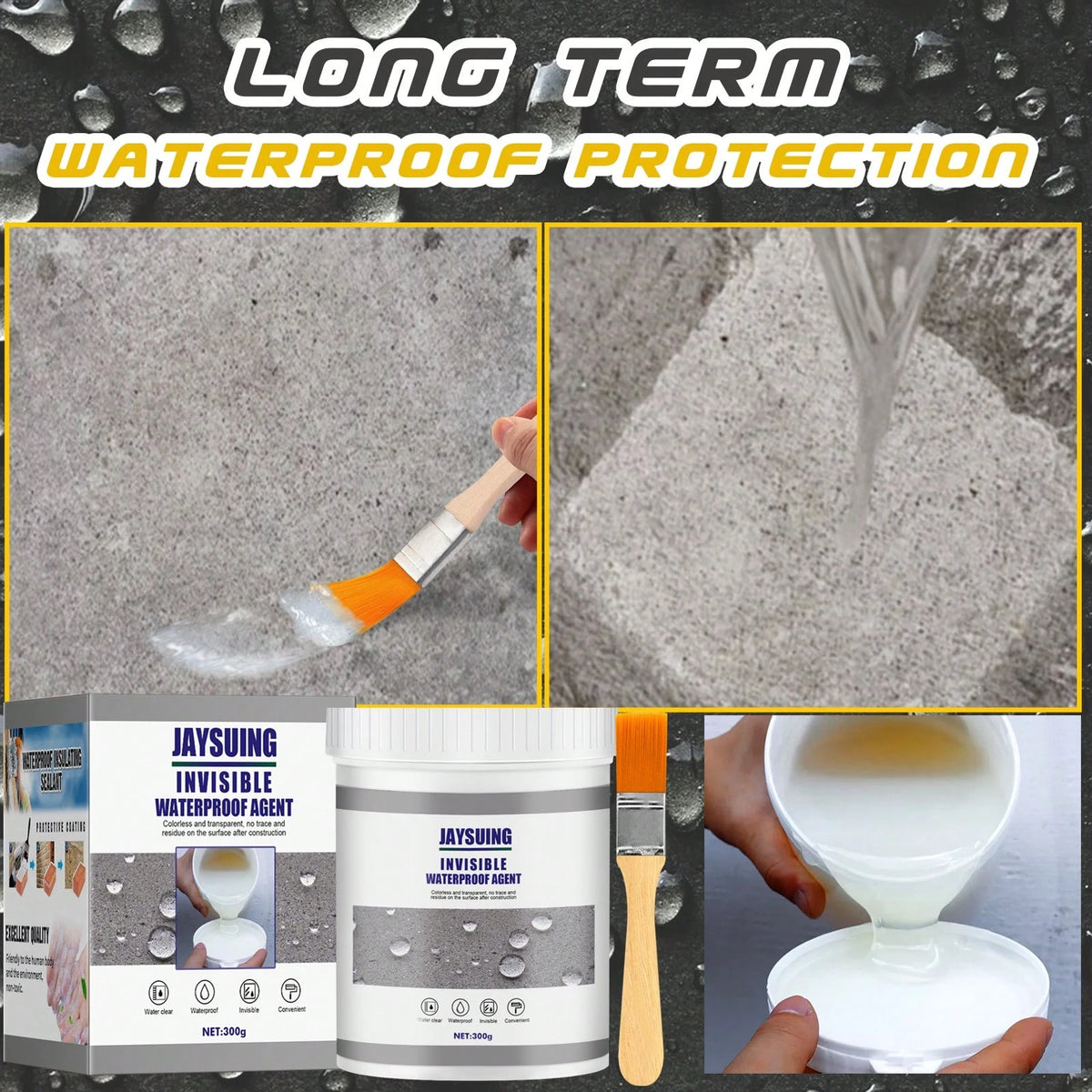 JAYSUING Transparent Waterproof Sealant,Suitable For Pipes, Walls, Roofs, Shingles, Tiles- Emergency Leak Fix, Multi-Surface Adhesive, Indoor/Outdoor Use
