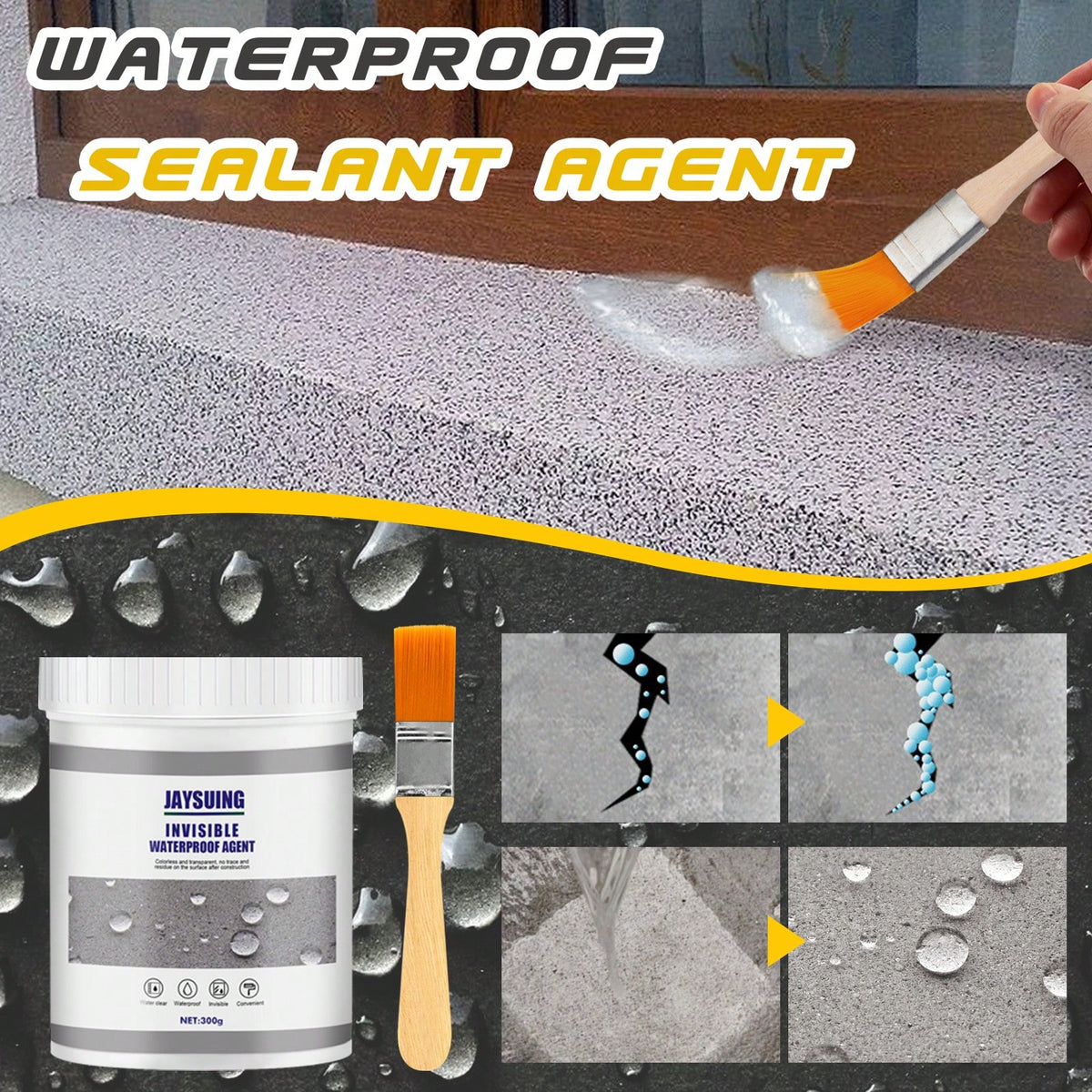 JAYSUING Transparent Waterproof Sealant,Suitable For Pipes, Walls, Roofs, Shingles, Tiles- Emergency Leak Fix, Multi-Surface Adhesive, Indoor/Outdoor Use
